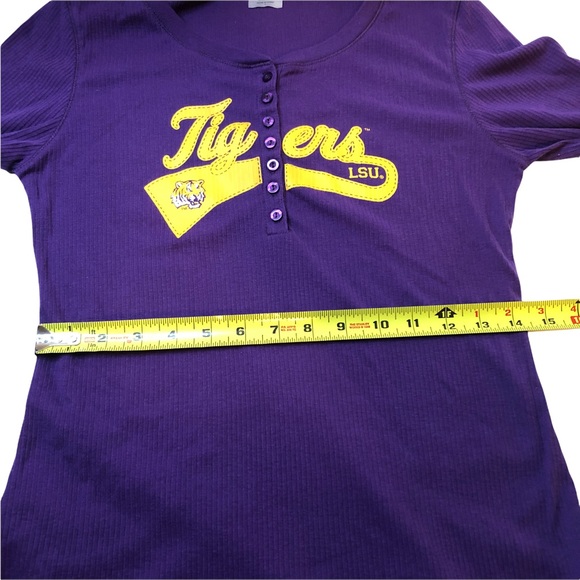 LSU Tigers Long-Sleeved Thermal Top with Vibrant Yellow Letters Purple Buttons L - Picture 2 of 7